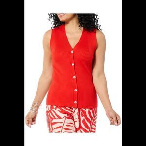 LB70 by Lloyd Boston Women's Interest Button Front Vest Red - Regular